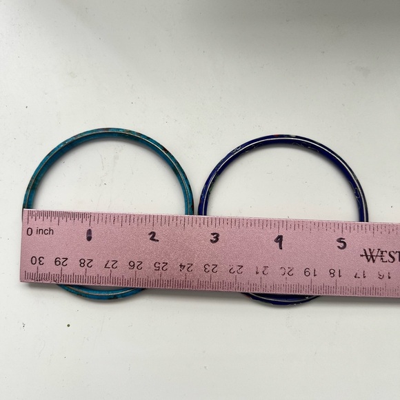 Cloisonné Floral Enamel Bangle Set - Blue and Green - Picture 3 of 3